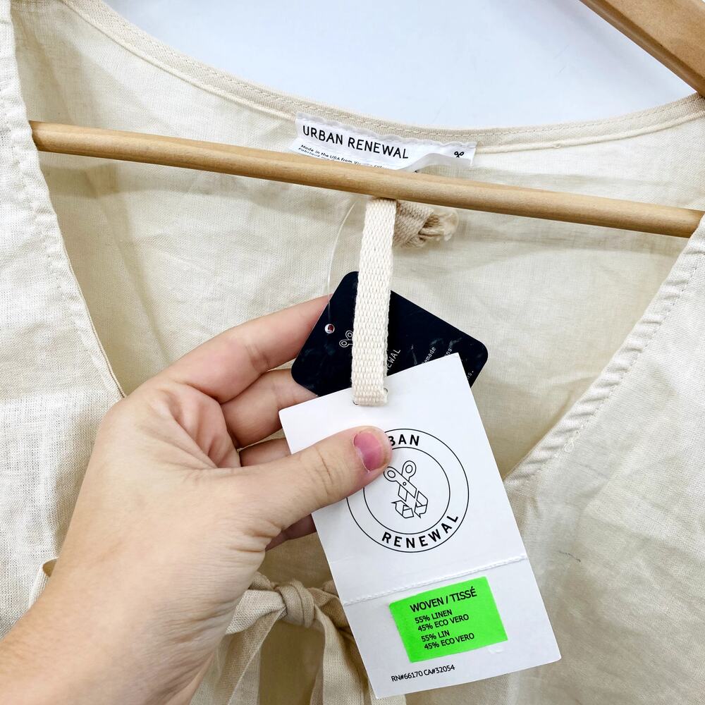 Urban Renewal Linen Blend Tie Front Blouse - Picture 4 of 8